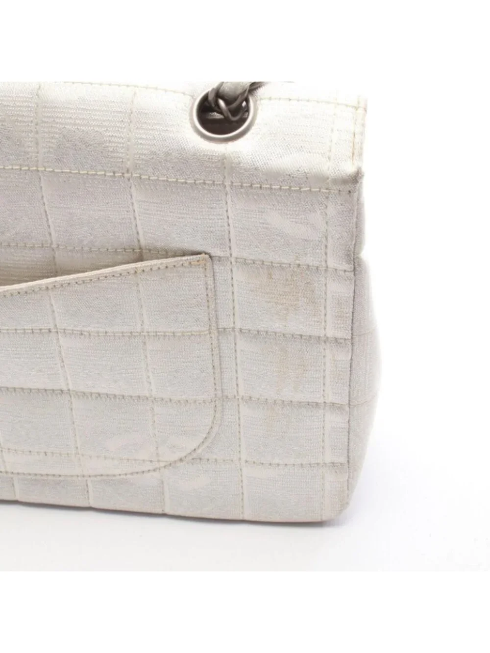 Chanel Shoulder Bag New Travel Line Silver Leather New Chain
